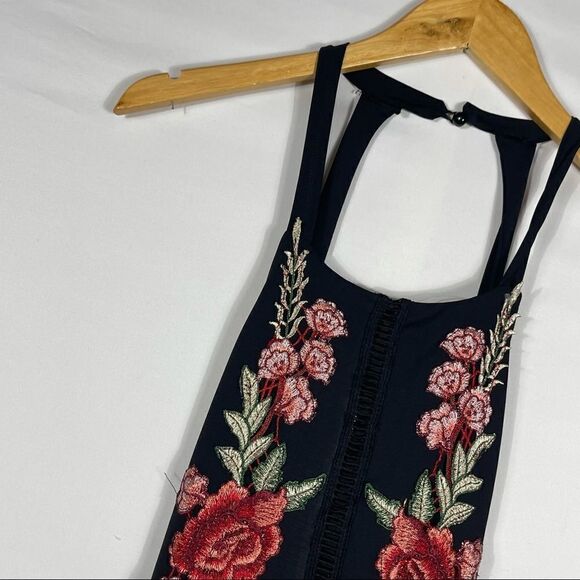 Black Red Roses Slit Maxi Dress - Picture 7 of 12